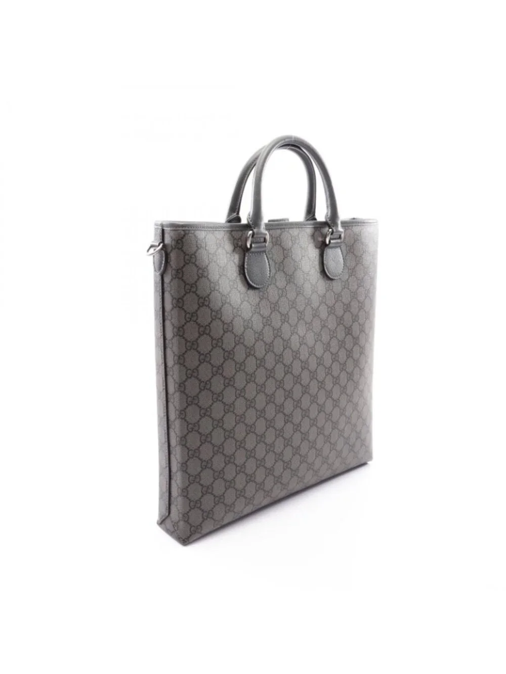 Gucci Tote Bag GG Supreme 2-Way Gray Leather